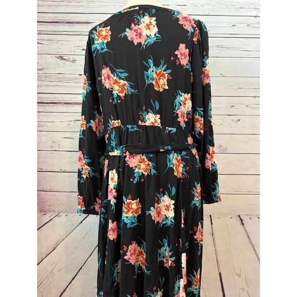 Torrid Mini Challis Floral Print Plus Size 1X  High Low Shirt Dress Tie Waist - Picture 13 of 13